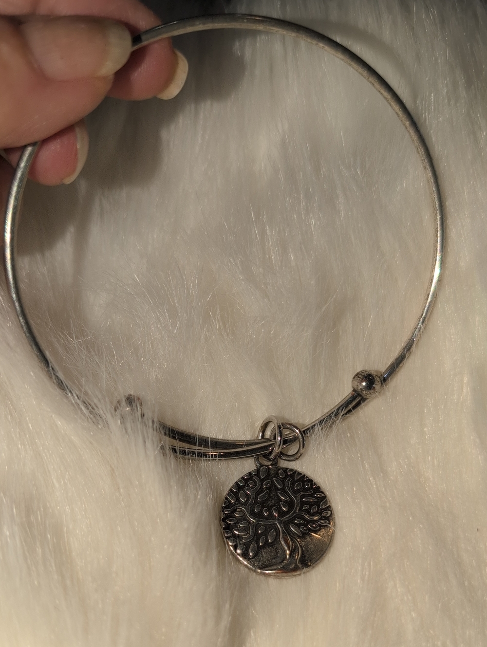 Silver Tree of Life Charm Bangle Bracelet